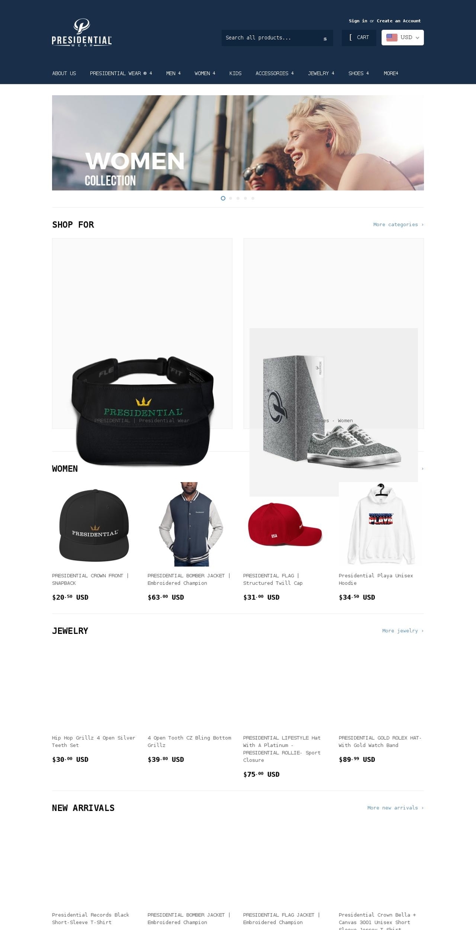 explorepresidential.com — Shopify storefront screenshot