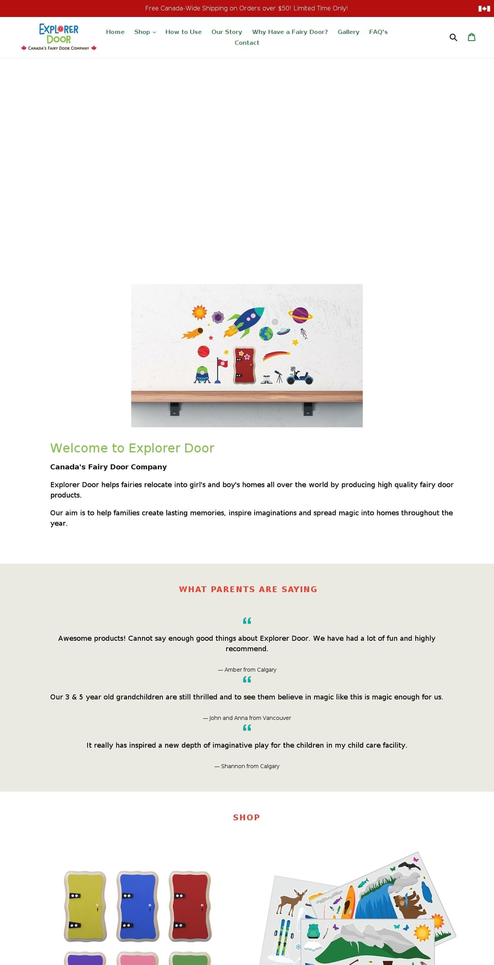explorerdoor.com shopify website screenshot