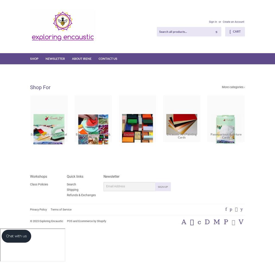 exploringencaustic.ca shopify website screenshot