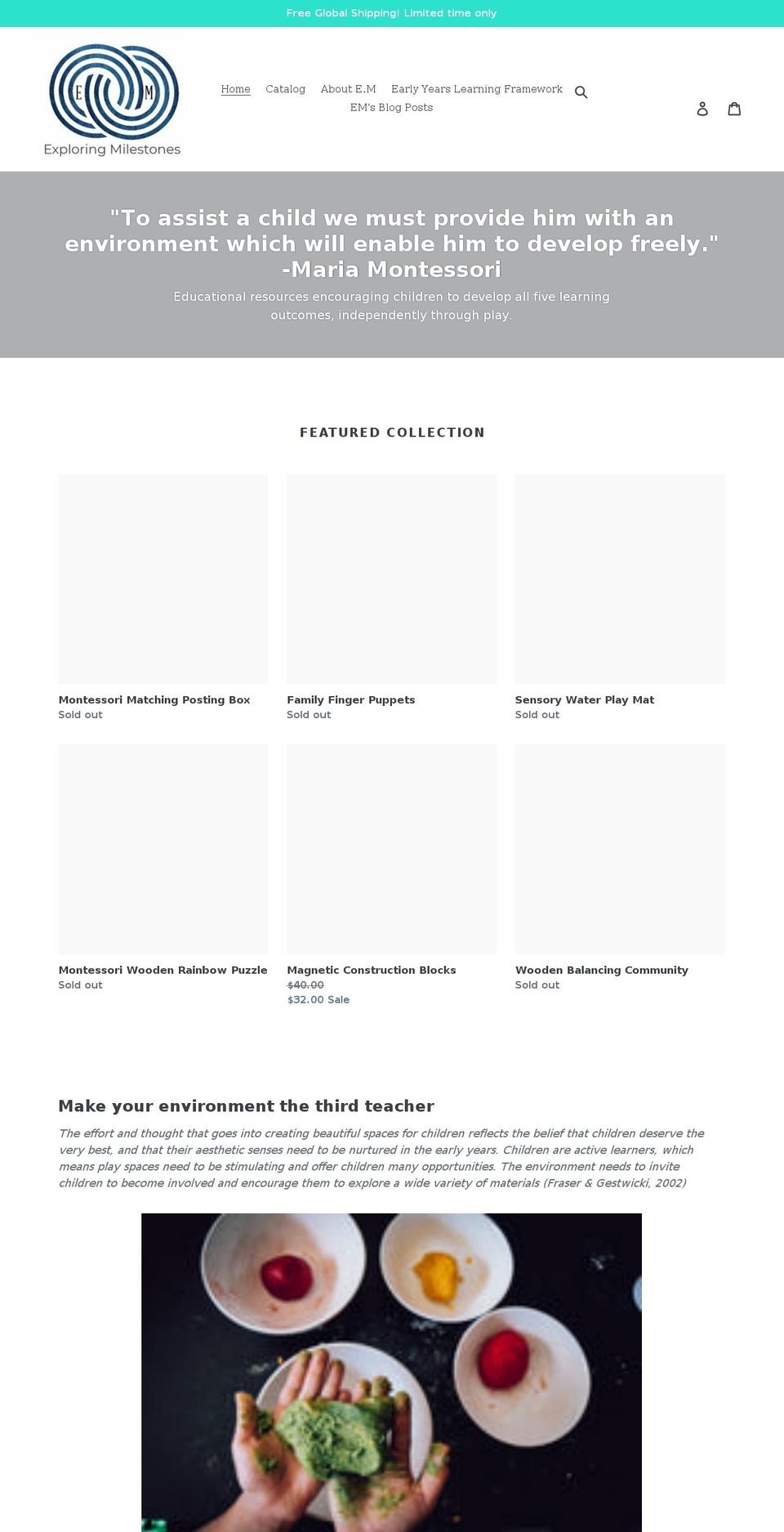 exploringmilestones.com shopify website screenshot