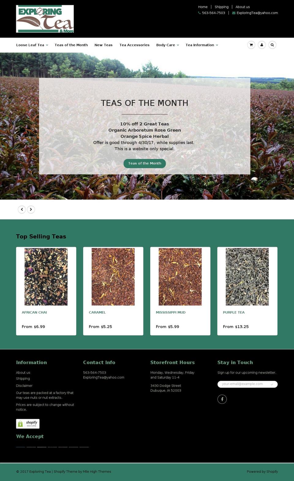 exploringtea.com shopify website screenshot
