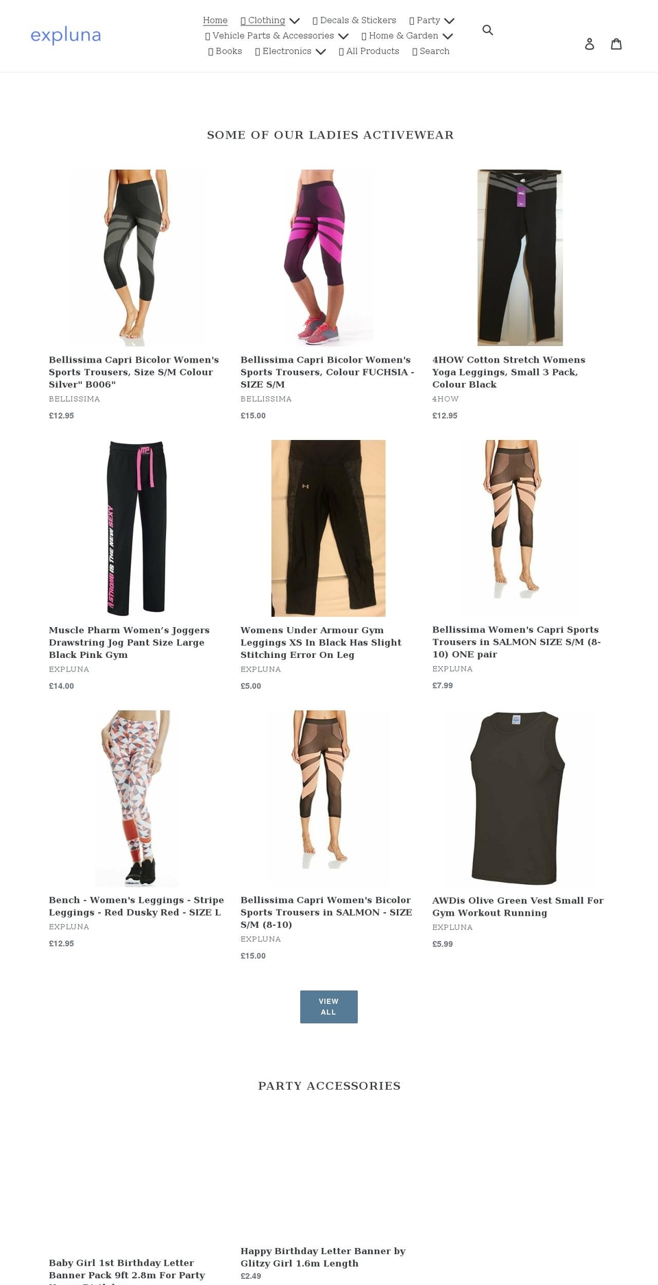 expluna.co.uk shopify website screenshot