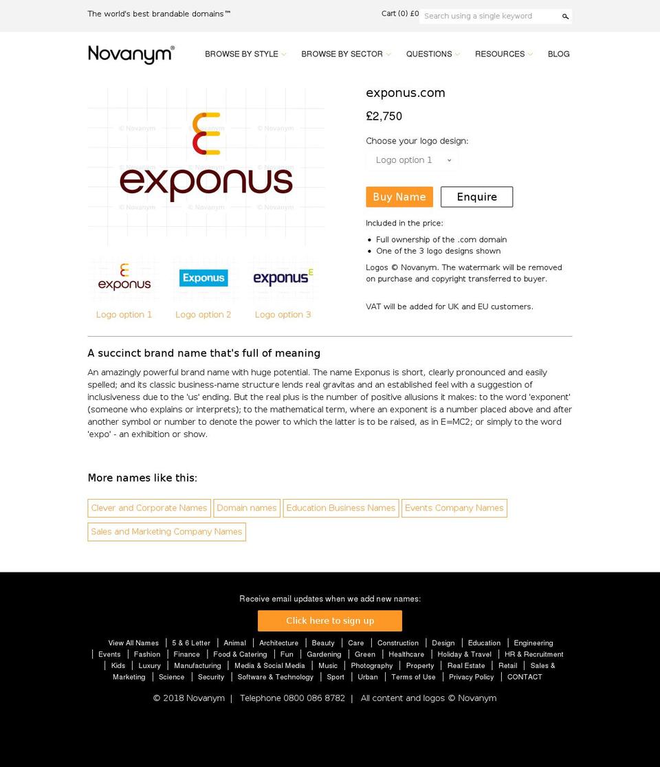 exponus.com — Shopify storefront screenshot