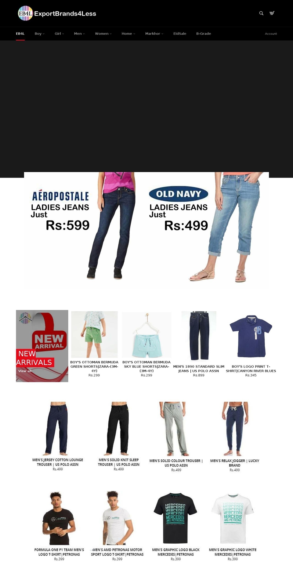 exportbrands4less.com shopify website screenshot