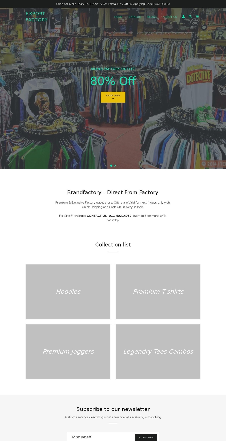 exportfactories.com — Shopify storefront screenshot