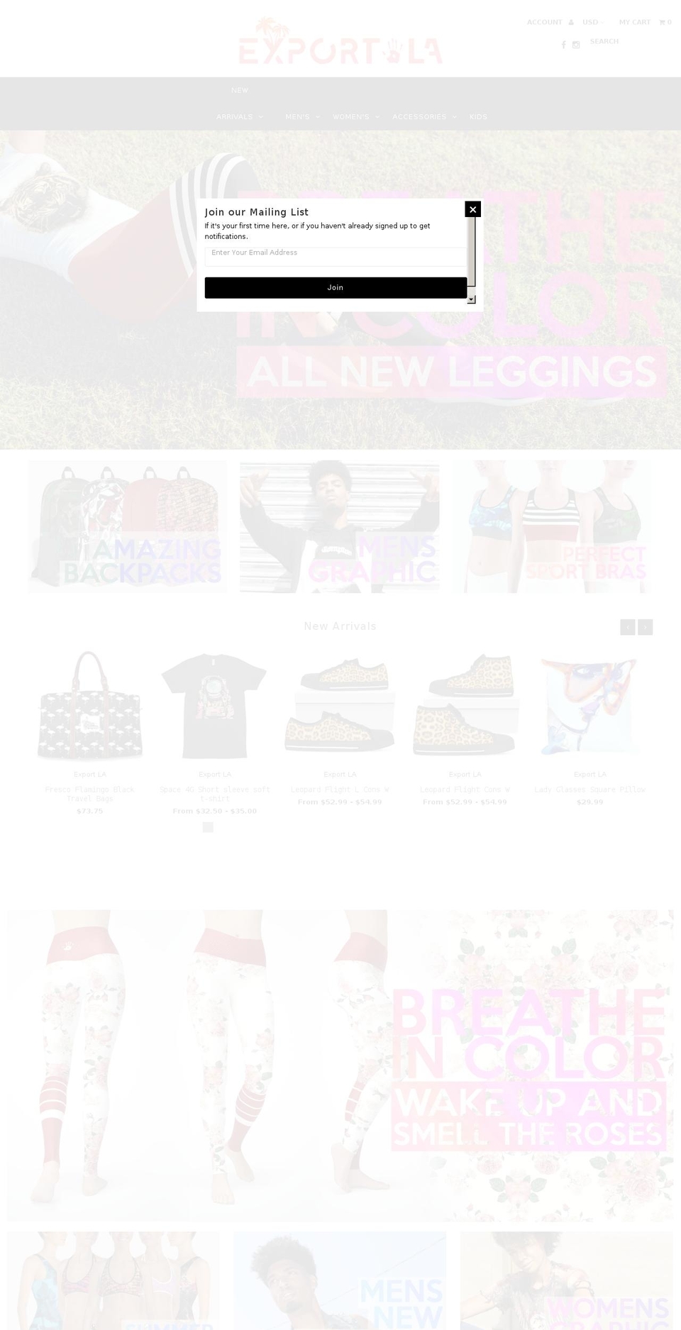 exportla.com shopify website screenshot