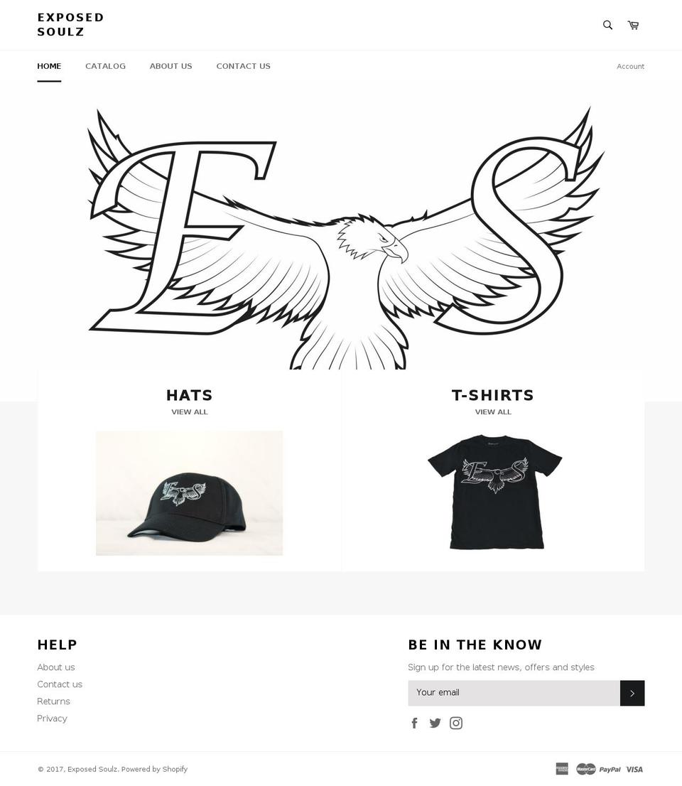 exposedsoulz.com shopify website screenshot