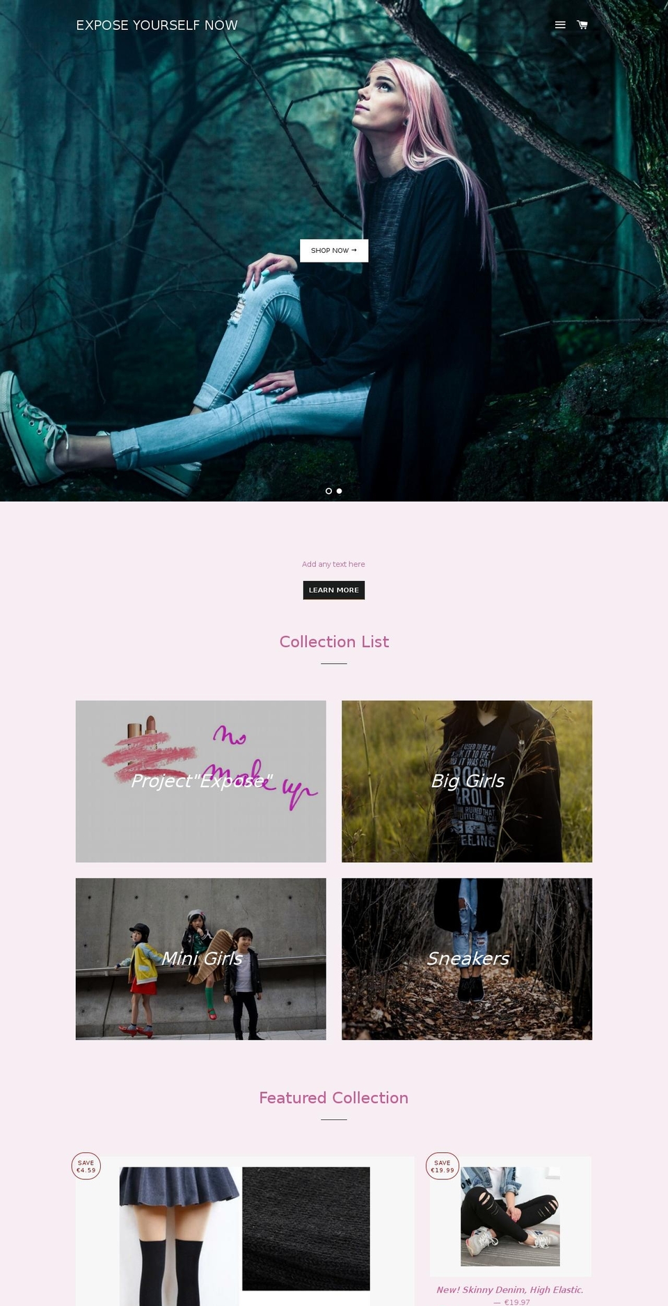 exposeyourselfnow.com shopify website screenshot