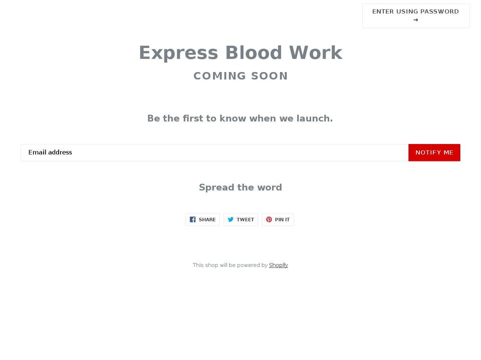 expressbloodwork.com — Shopify storefront screenshot