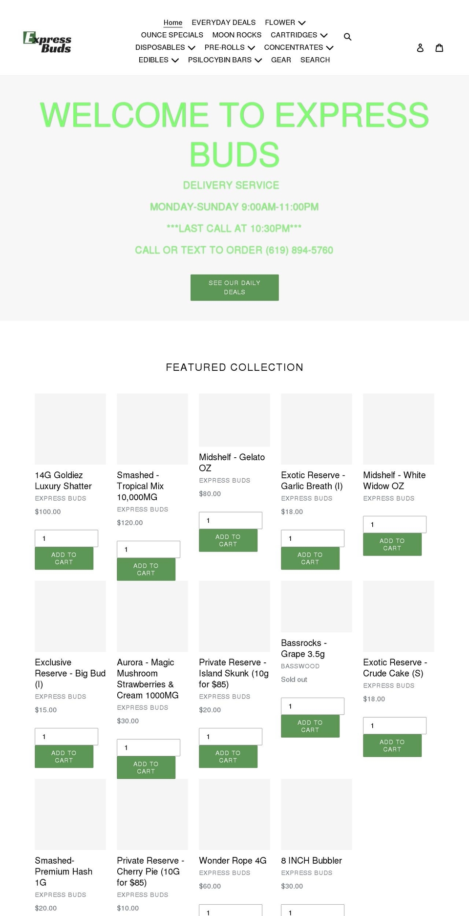 expressbudssd.com shopify website screenshot