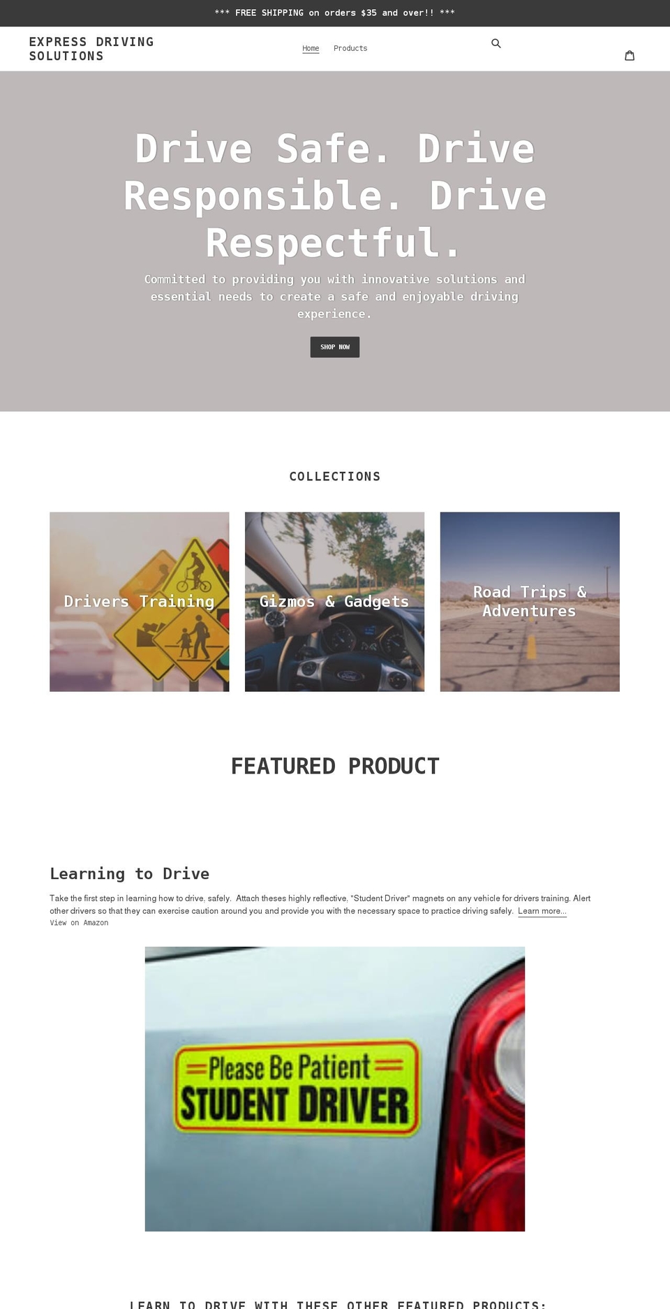 expressdrivingsolutions.com shopify website screenshot