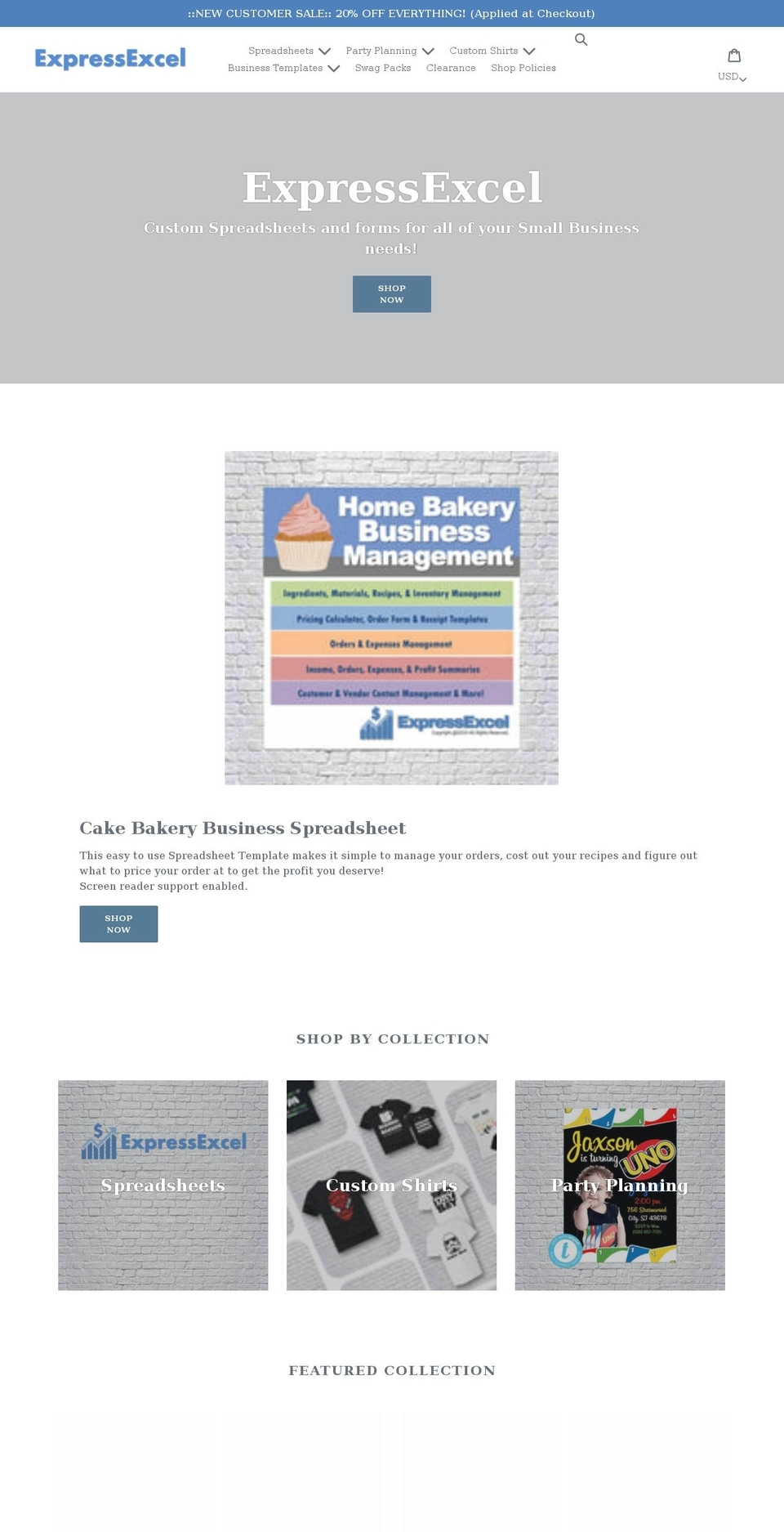 expressexcel.com shopify website screenshot