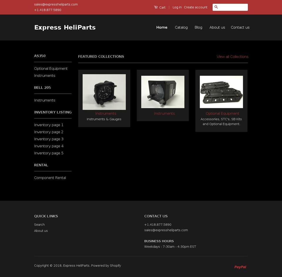 expressheliparts.net shopify website screenshot