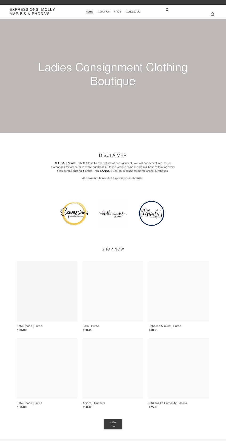 expressions-mollymariesconsignment.ca shopify website screenshot