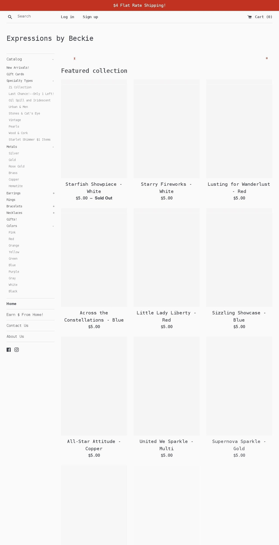 expressionsbybeckie.com shopify website screenshot