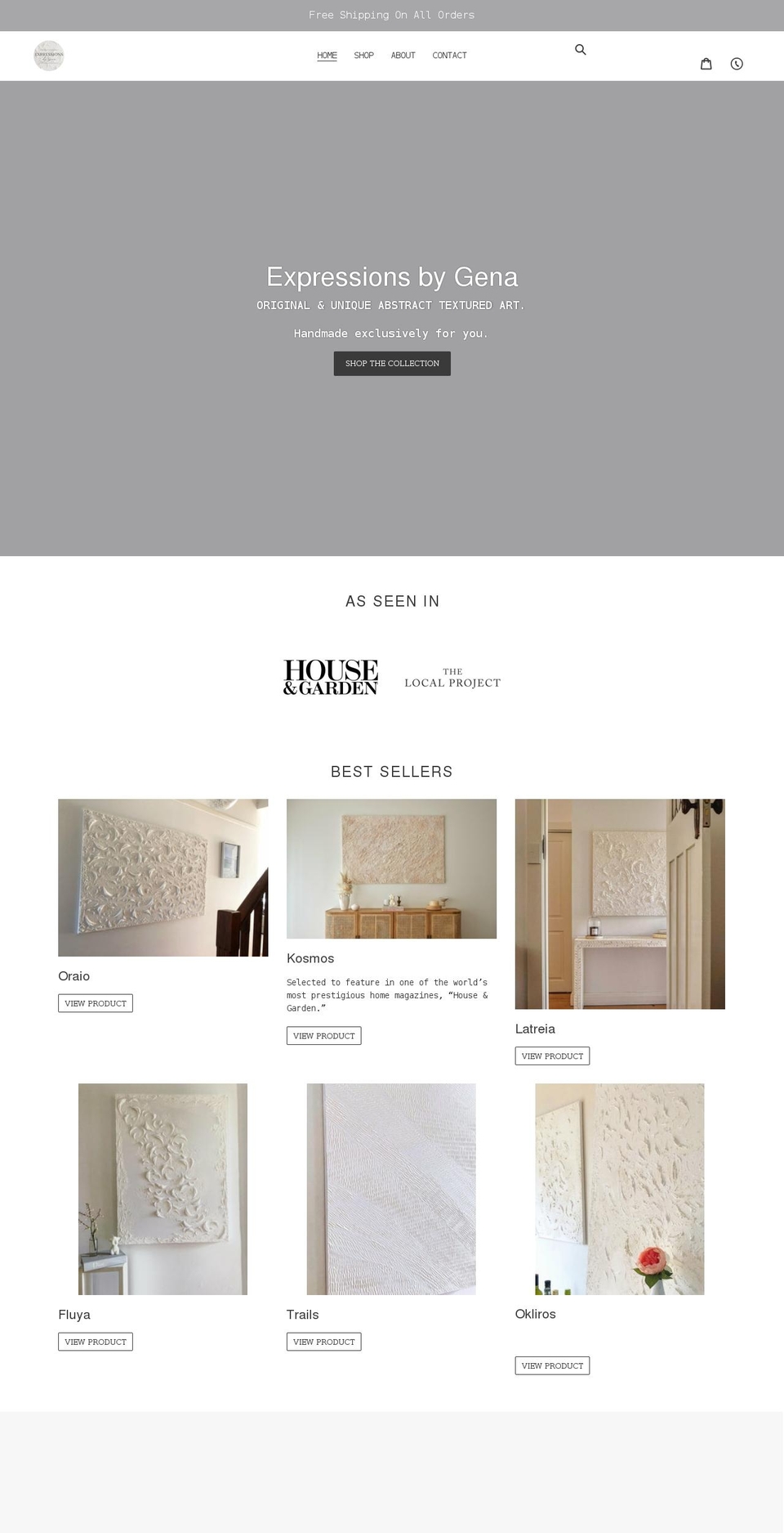 expressionsbygena.com shopify website screenshot