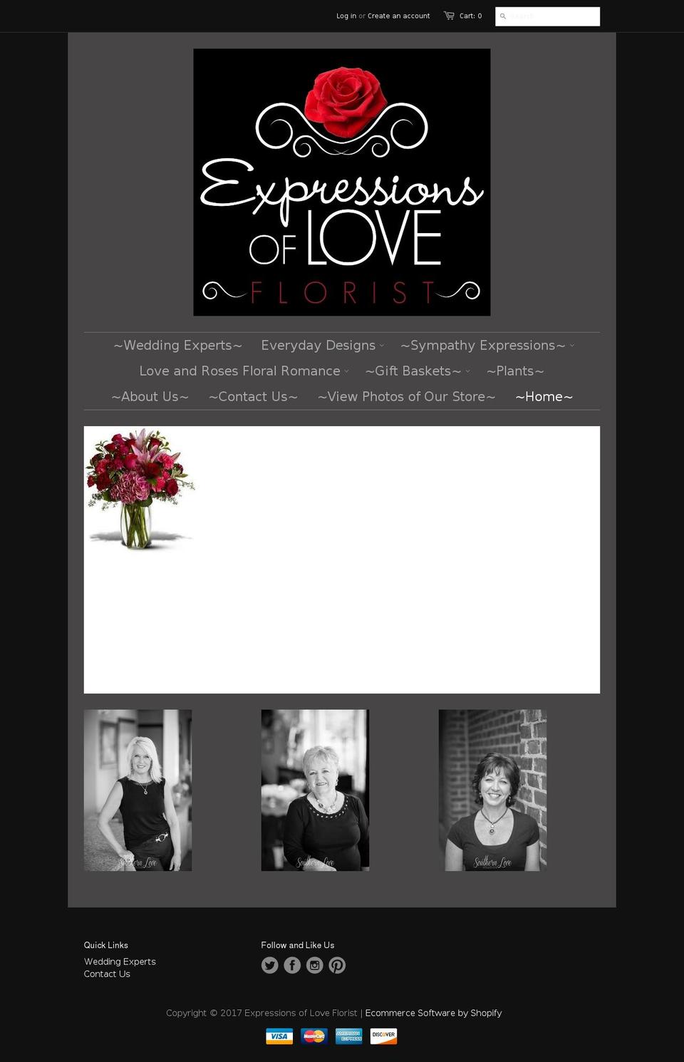 expressionsofloveflorist.com shopify website screenshot