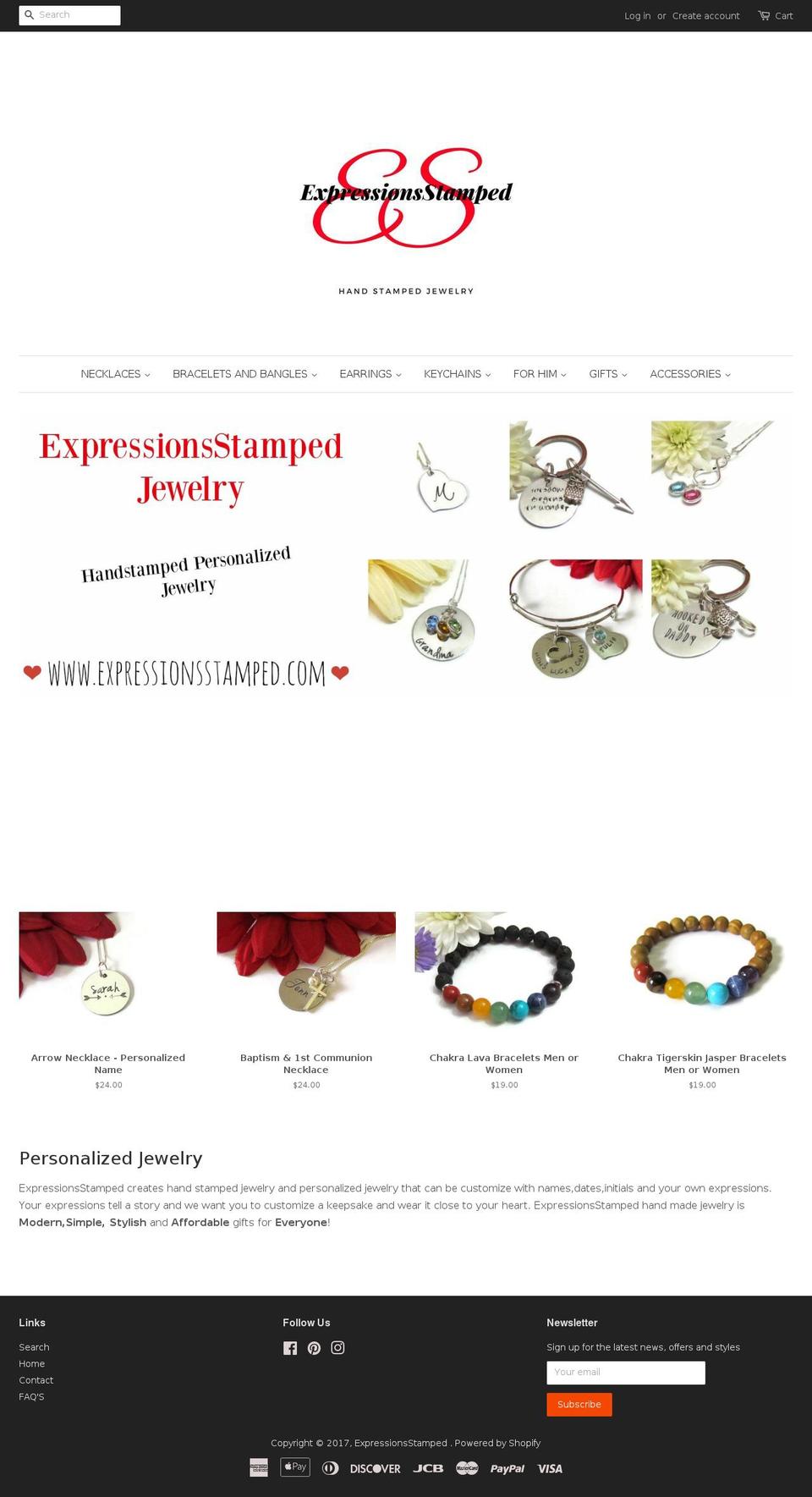 expressionsstamped.com shopify website screenshot
