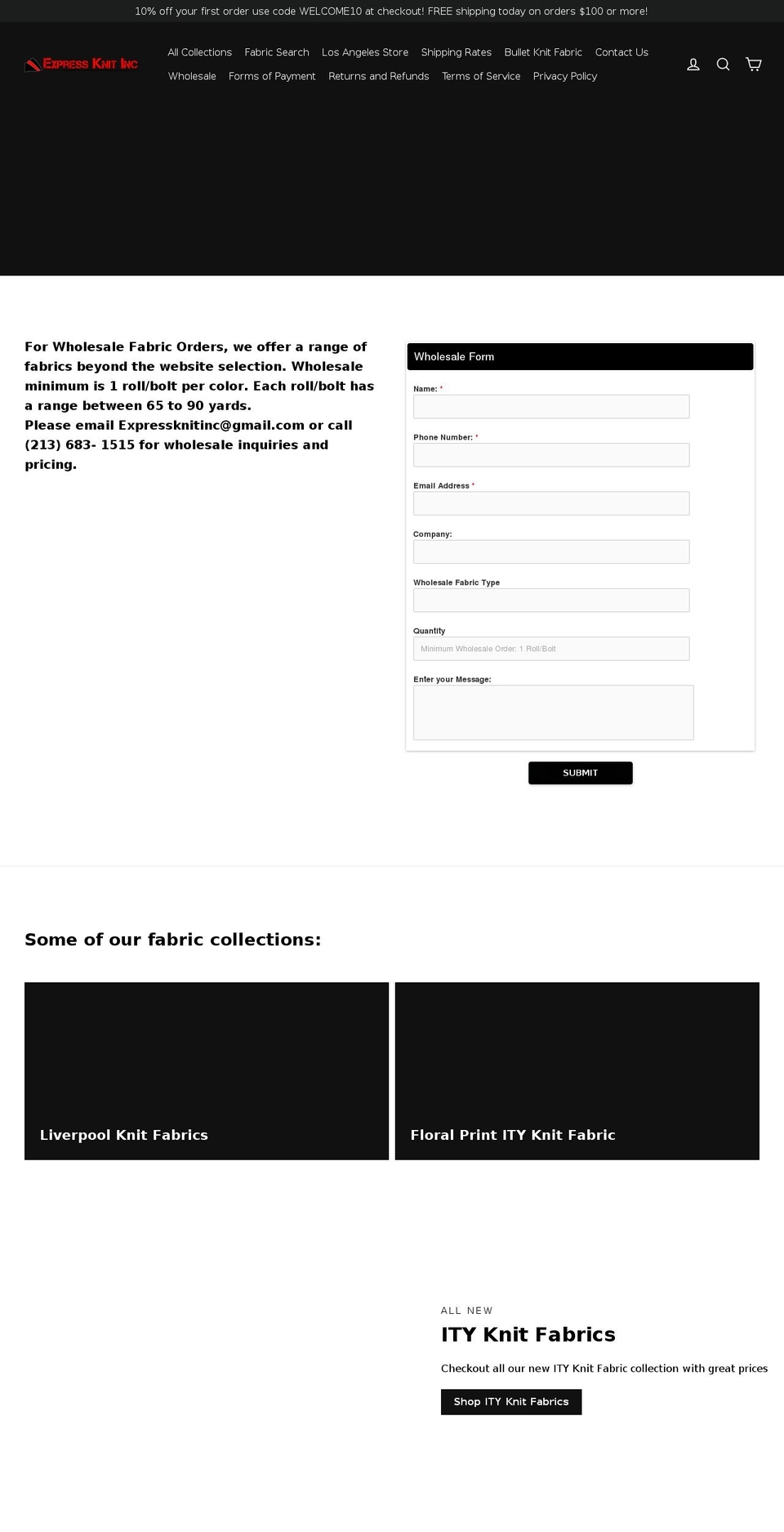 expressknitinc.com — Shopify storefront screenshot