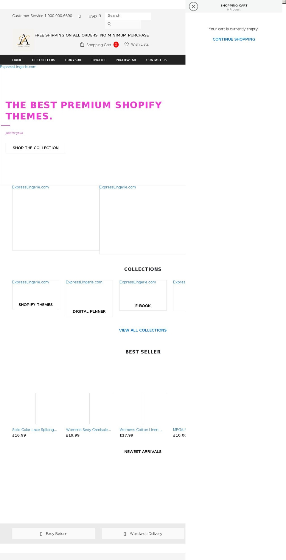 expresslingerie.com shopify website screenshot