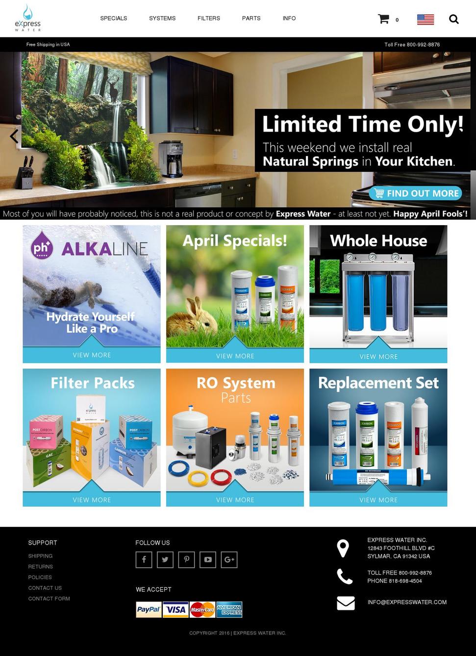 expresswater.com shopify website screenshot