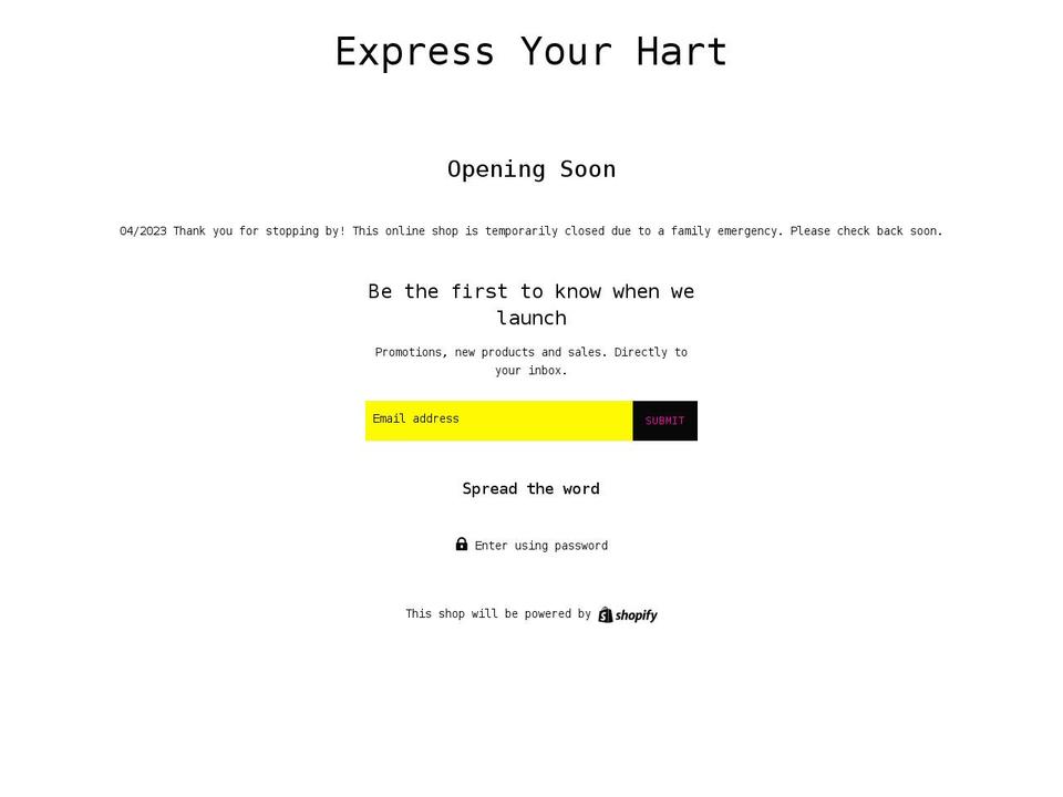 expressyourhart.com shopify website screenshot