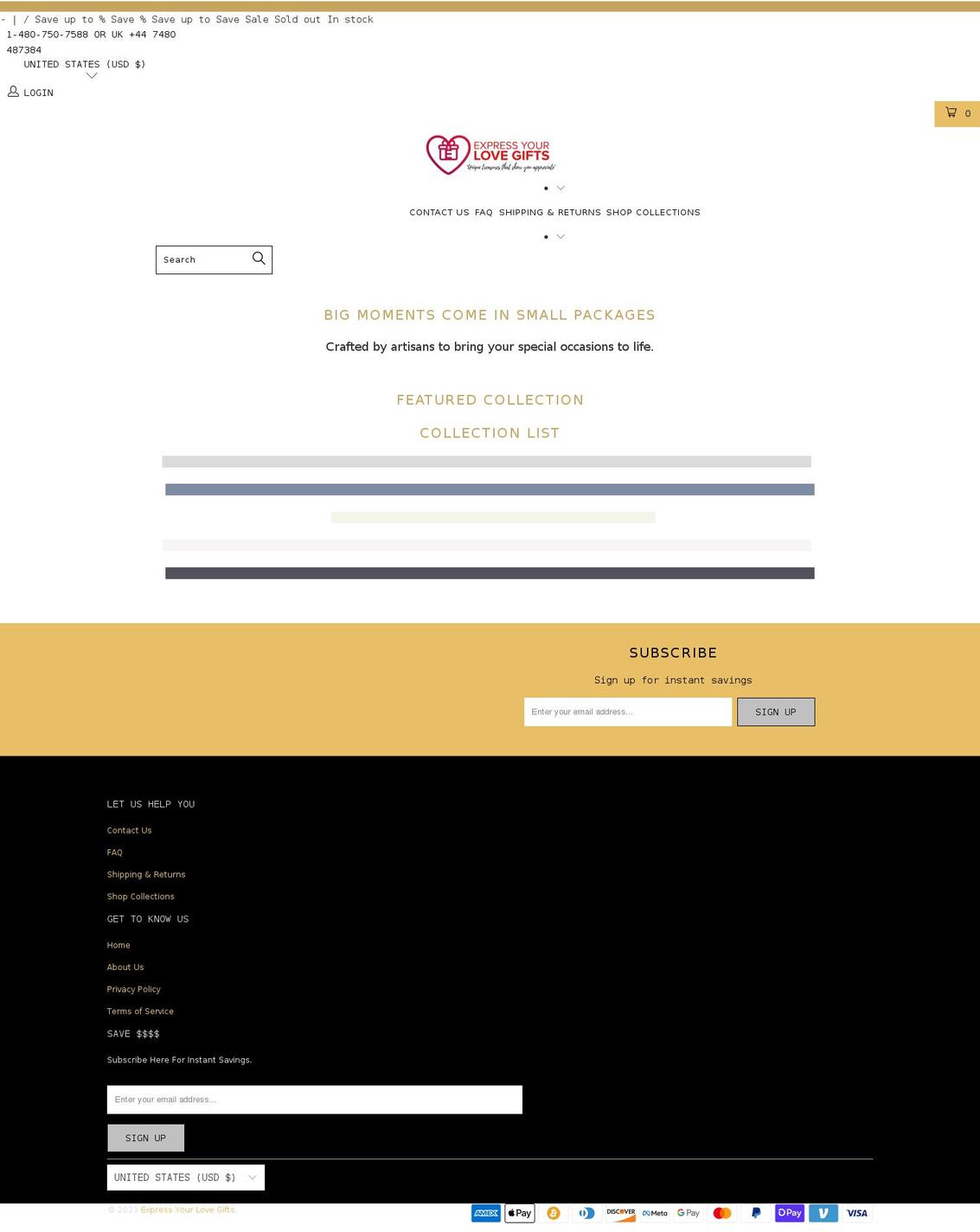 expressyourlovegifts.com shopify website screenshot