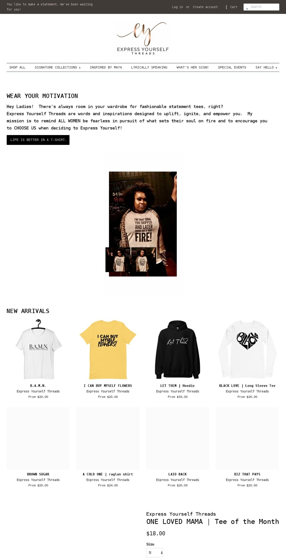 expressyourselfthreads.com shopify website screenshot