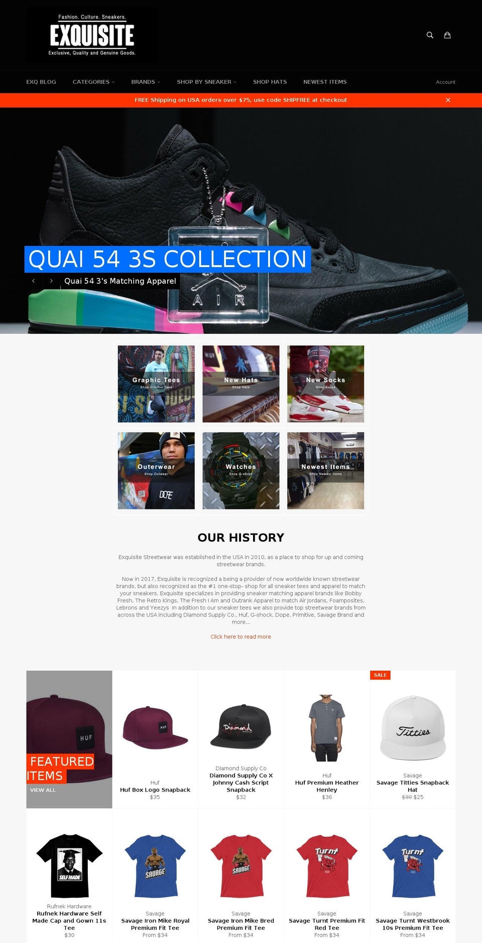 exqclothing.com — Shopify storefront screenshot