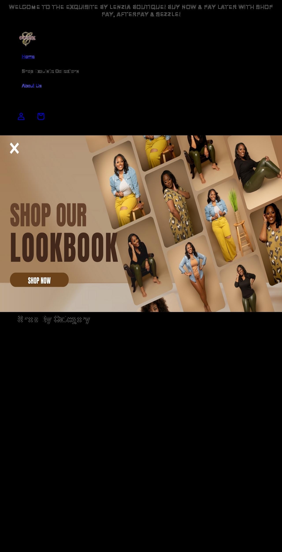 exquisitebylenzia.com shopify website screenshot