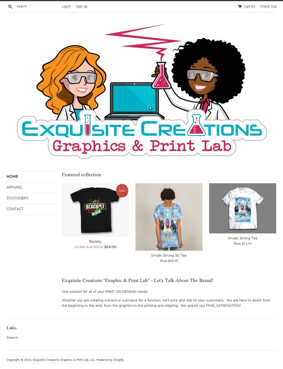 exquisitecreationsgraphics.com — Shopify storefront screenshot