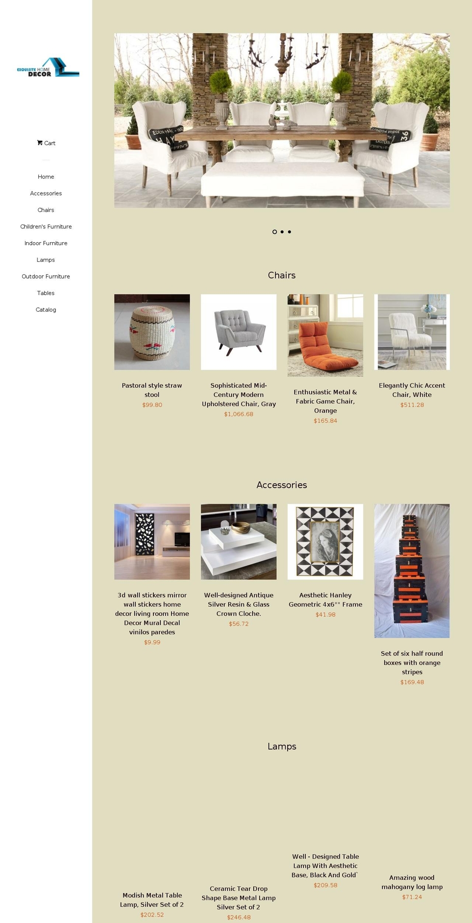 exquisitehomedecor.com — Shopify storefront screenshot