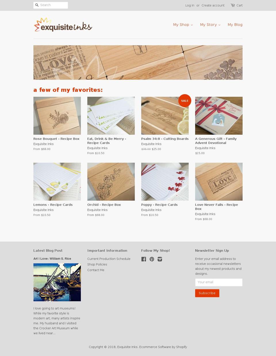 exquisiteinks.com shopify website screenshot