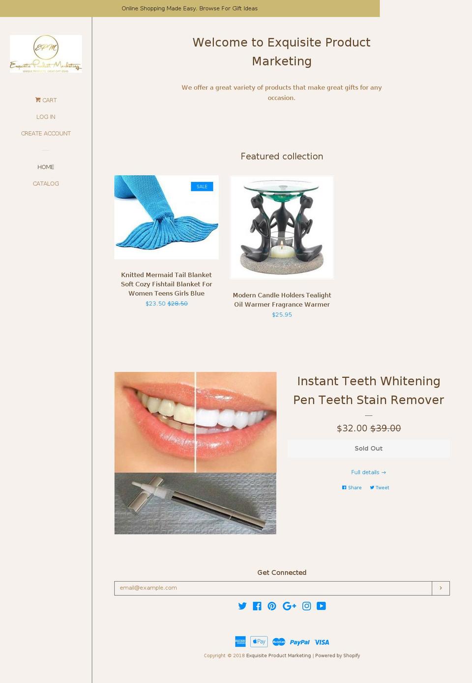 exquisiteproductmarketing.com shopify website screenshot