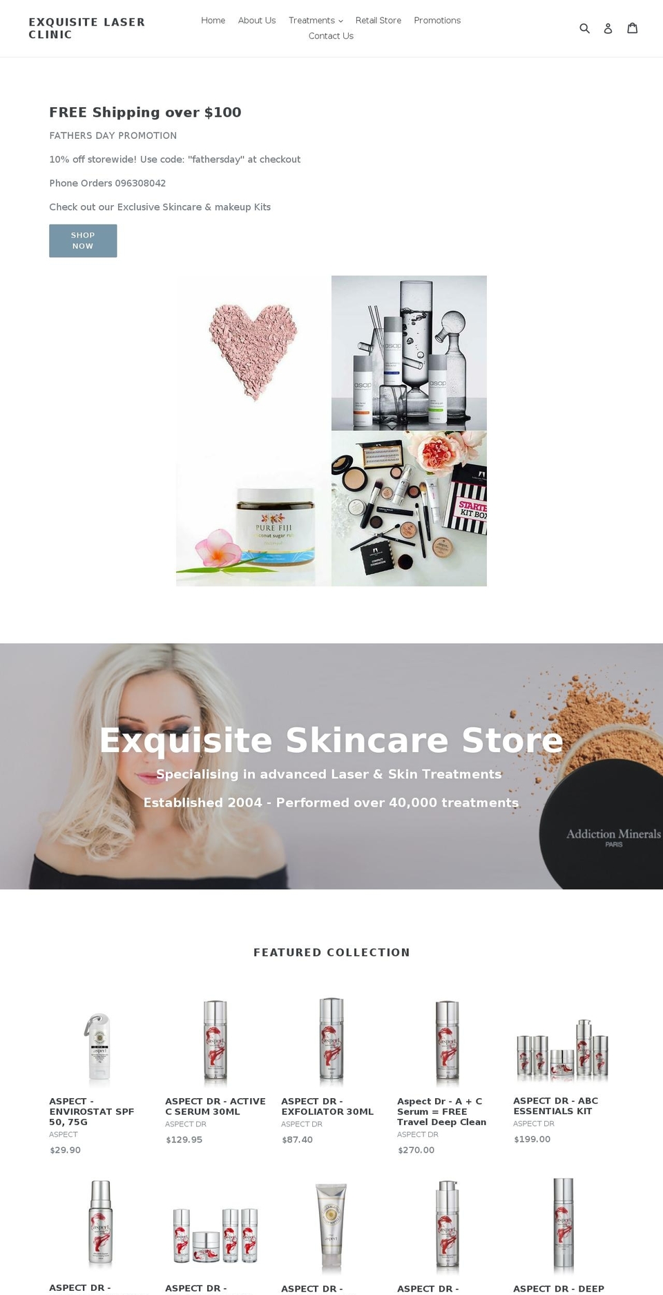 exquisiteskincare.co.nz shopify website screenshot