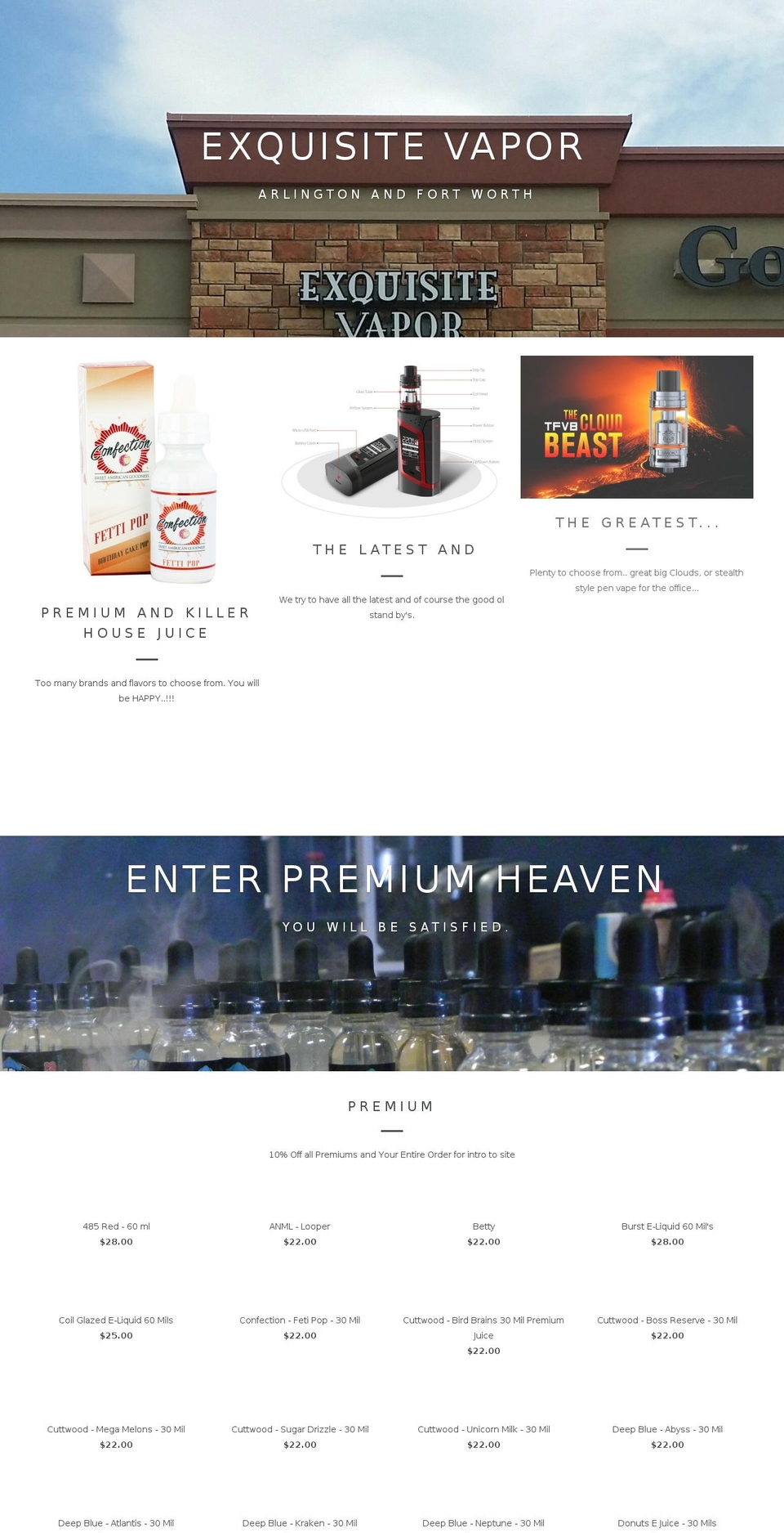 exquisitevapor.com shopify website screenshot