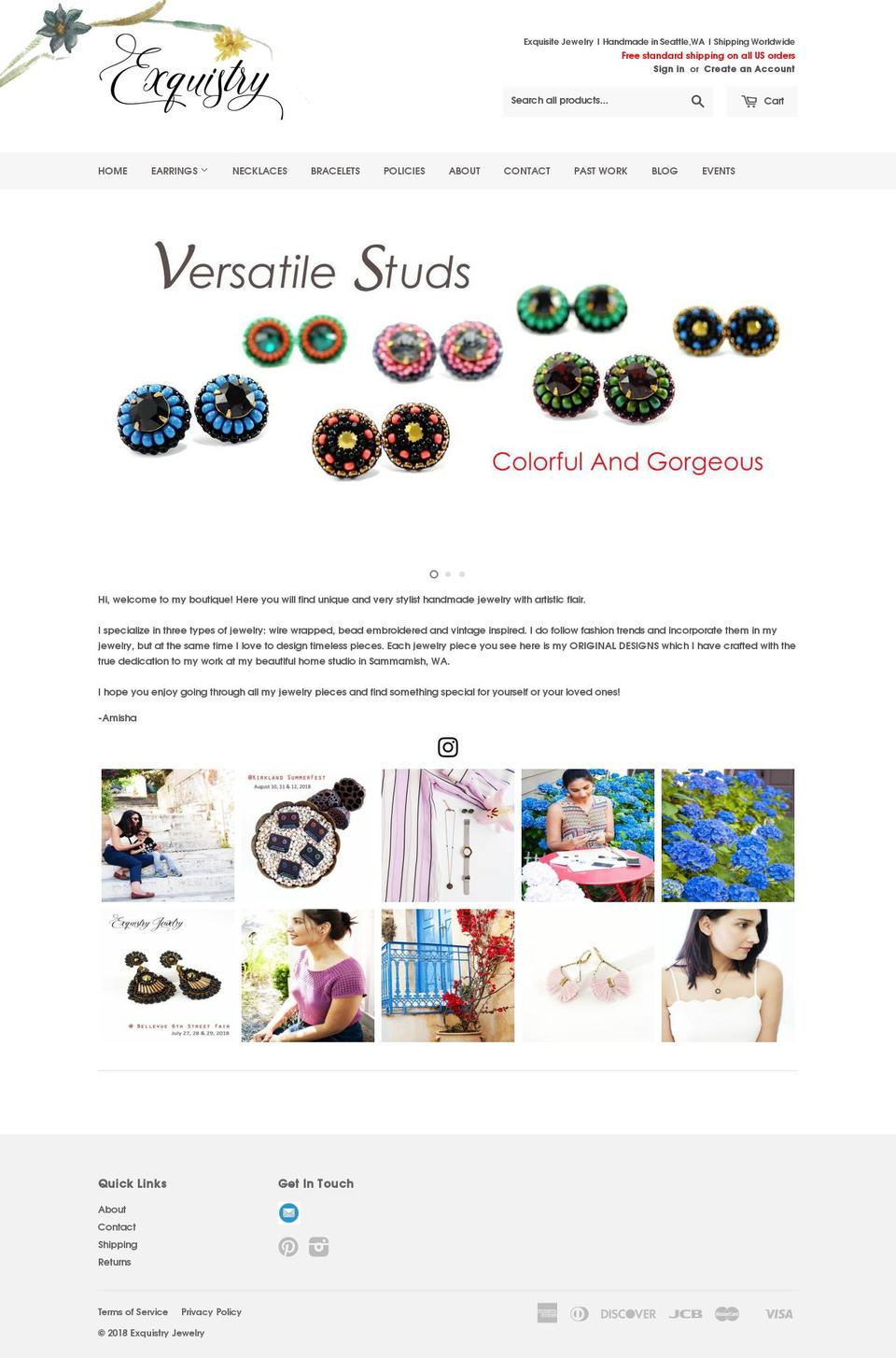 exquistry.com — Shopify storefront screenshot