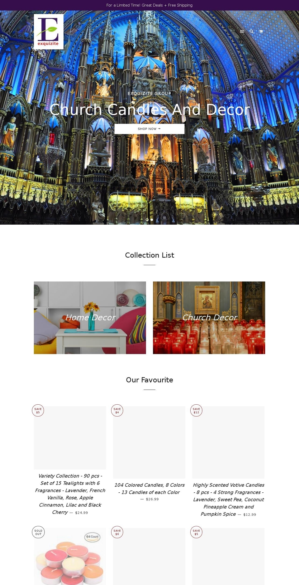 exquizitegroup.com — Shopify storefront screenshot
