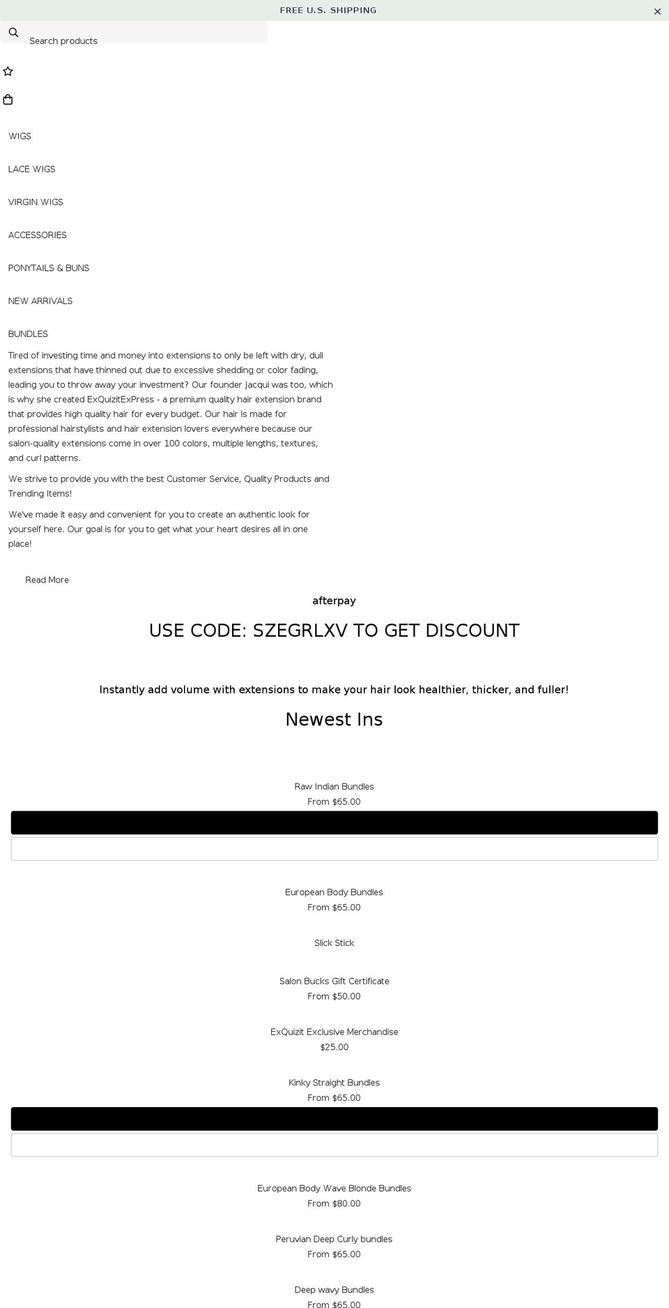 exquizitexpress.com shopify website screenshot