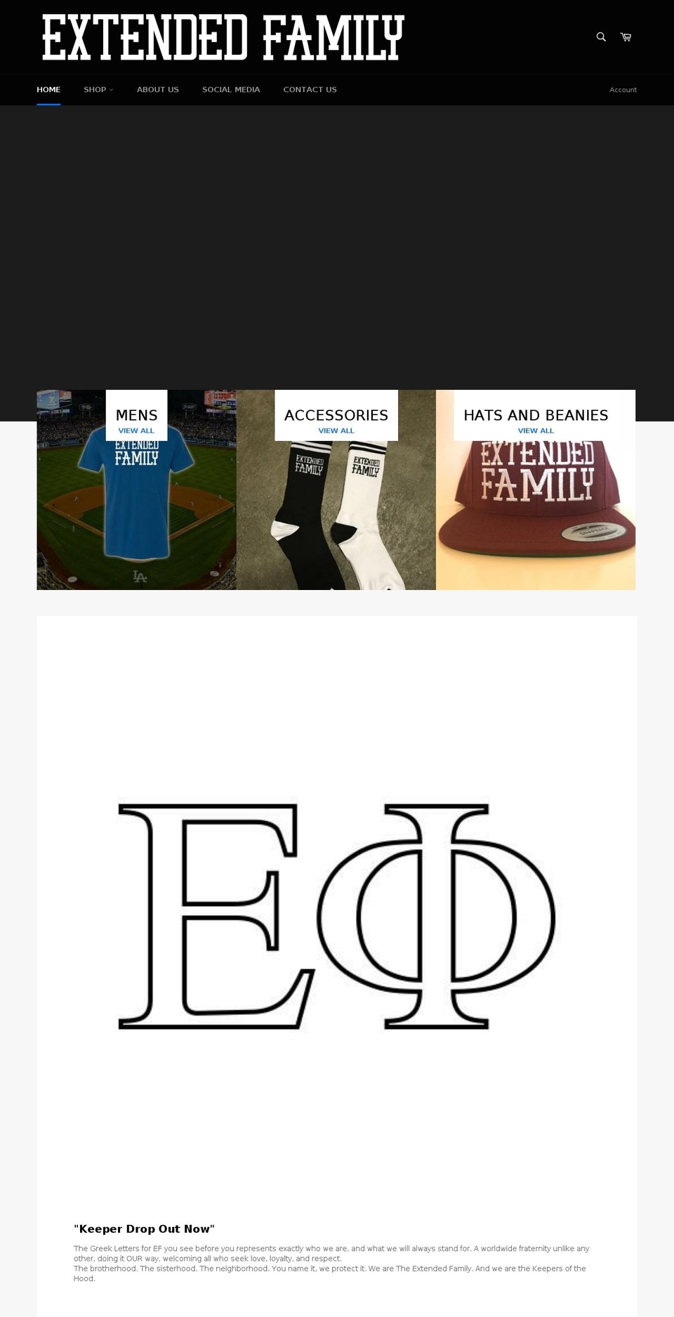 extendedfamilyapparel.com — Shopify storefront screenshot