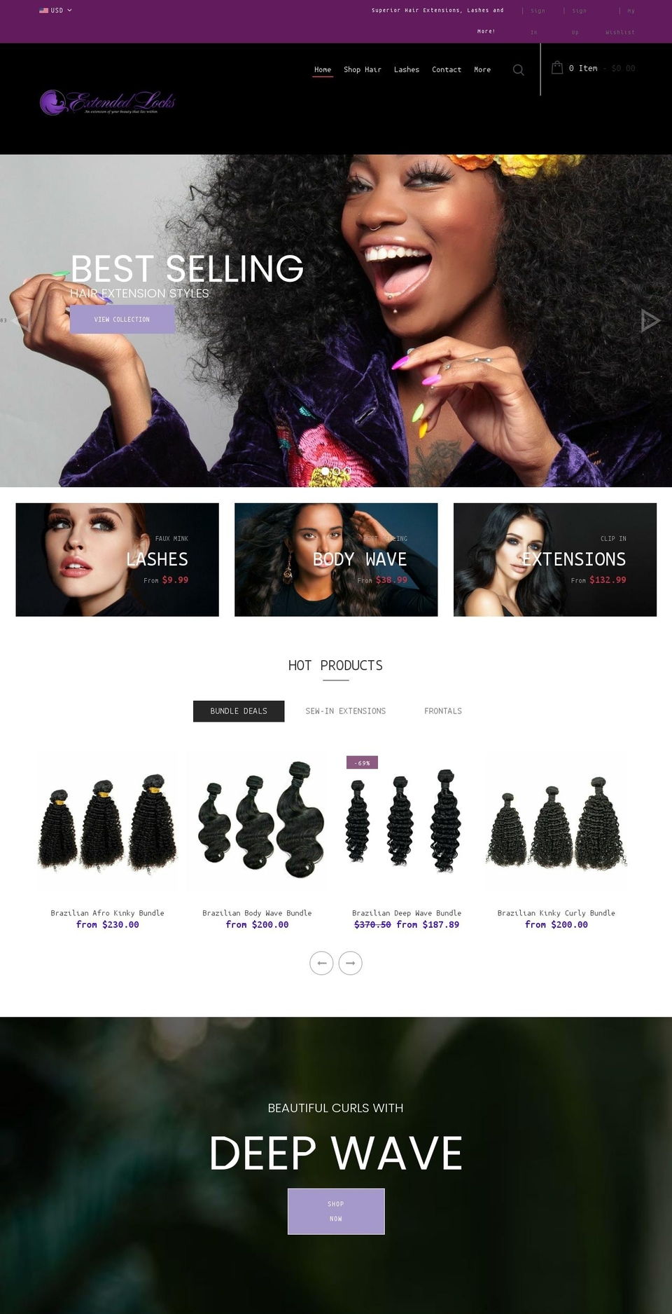 dropship-beauty- Shopify theme site example extendedlocks.com