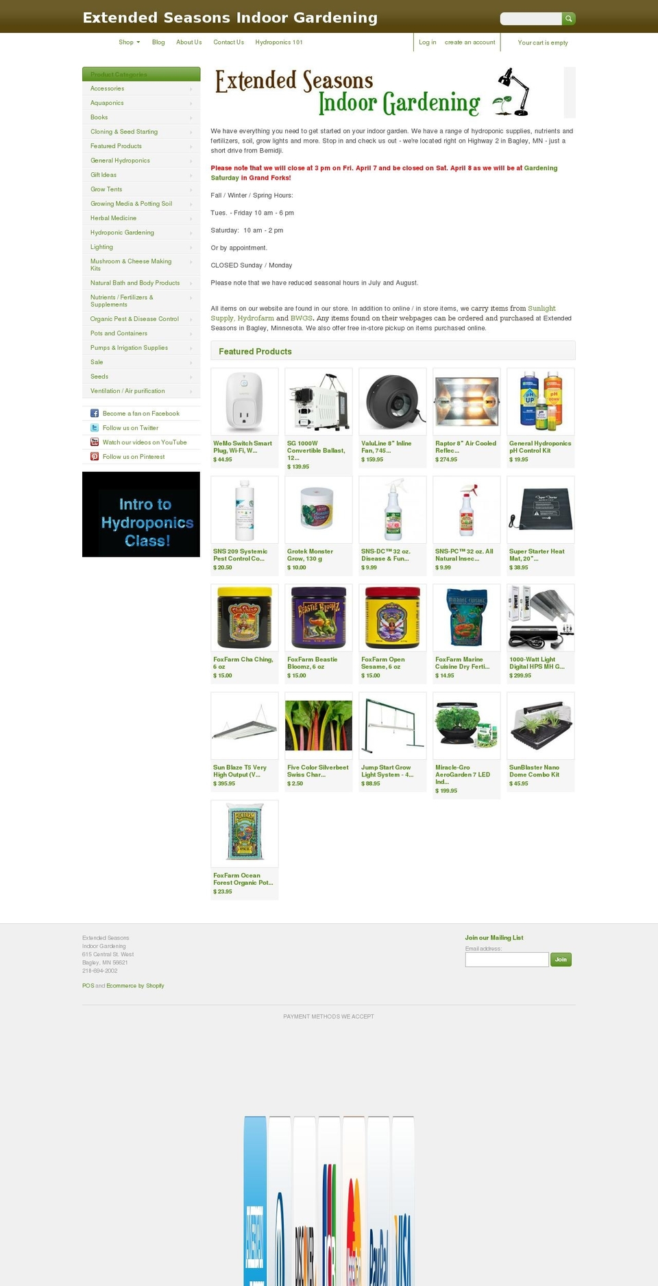 extendedseasons.com shopify website screenshot