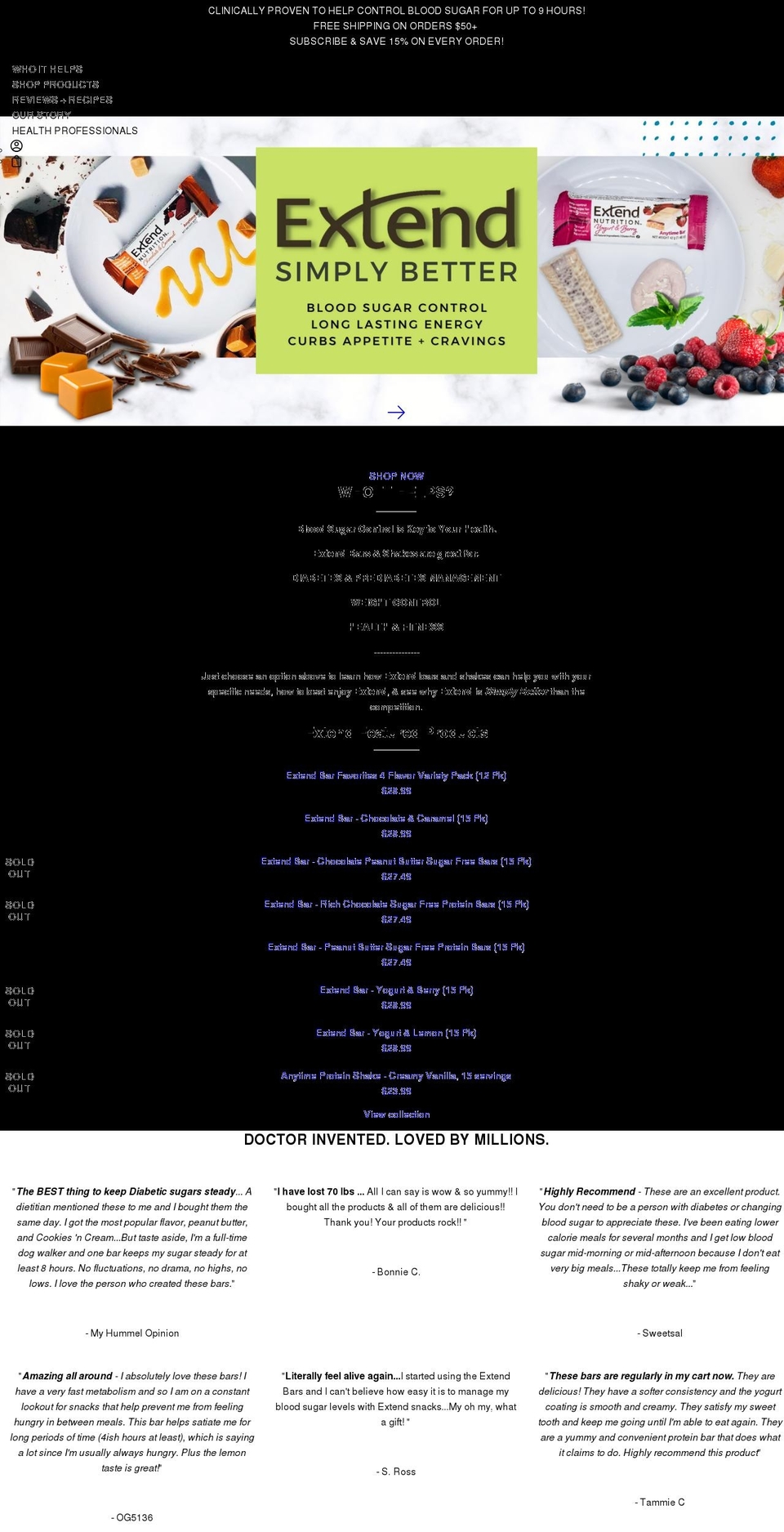 extendnutrition.com — Shopify storefront screenshot