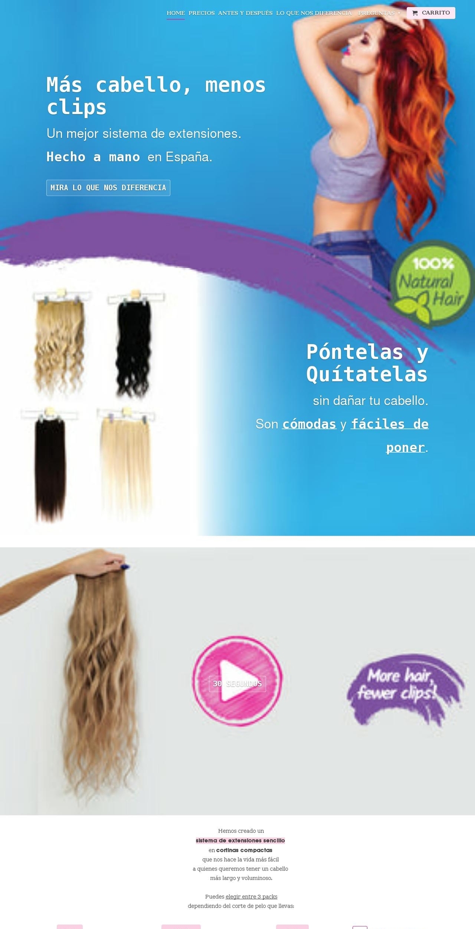 extensiones-de-cabello.com shopify website screenshot