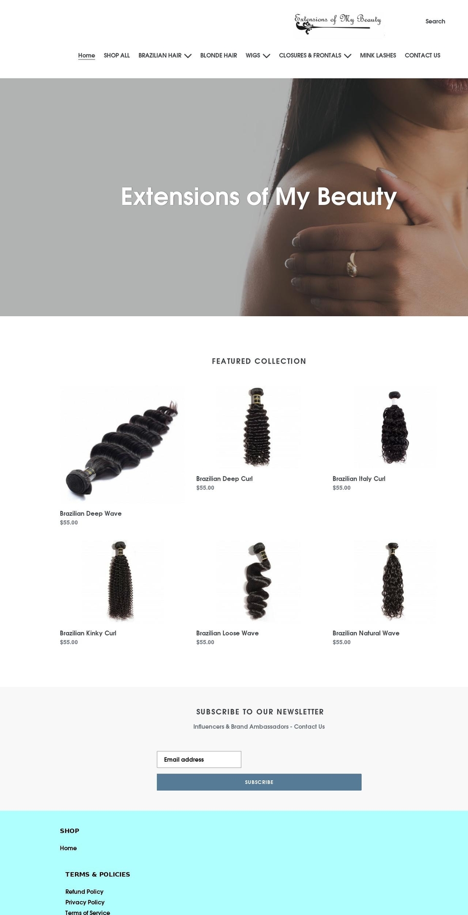 extensionsofmybeauty.com shopify website screenshot