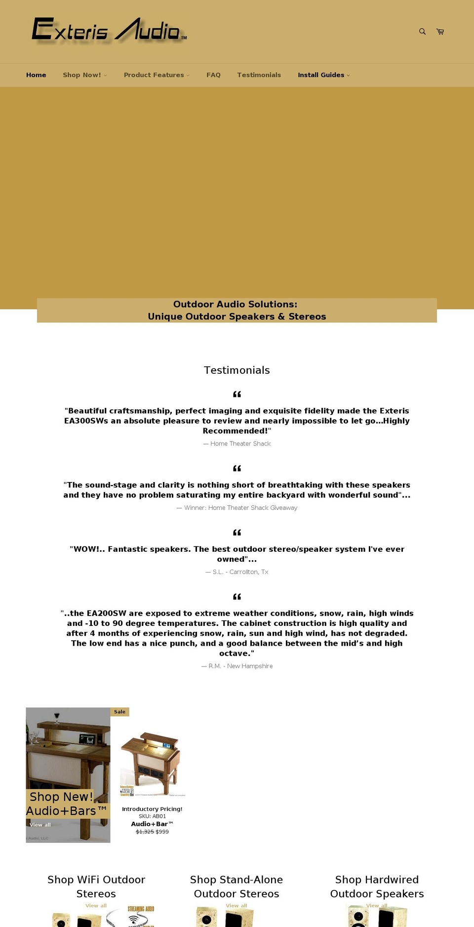 exteris-audio.com shopify website screenshot