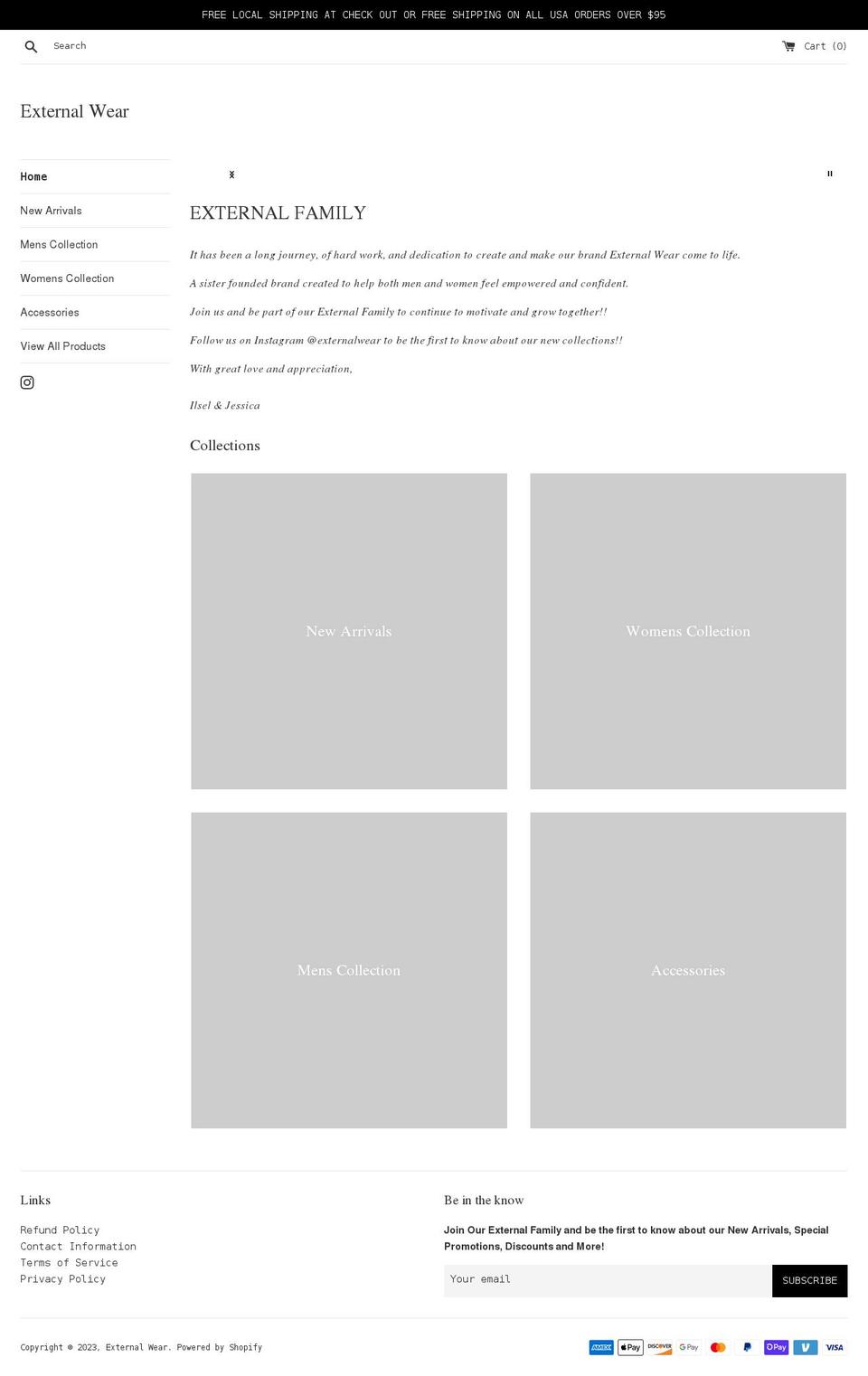external-wear.com shopify website screenshot