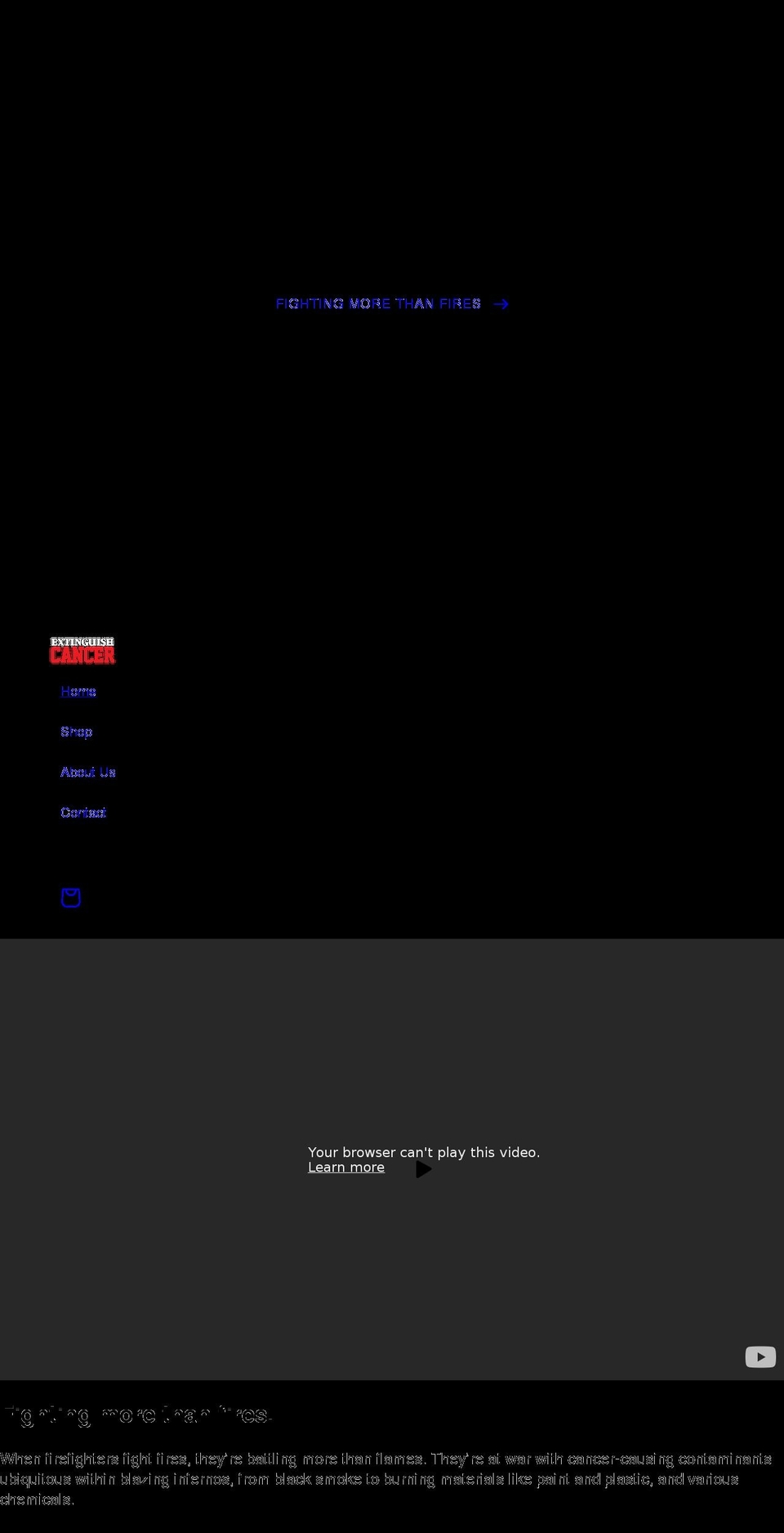 extinguishcancer.org shopify website screenshot