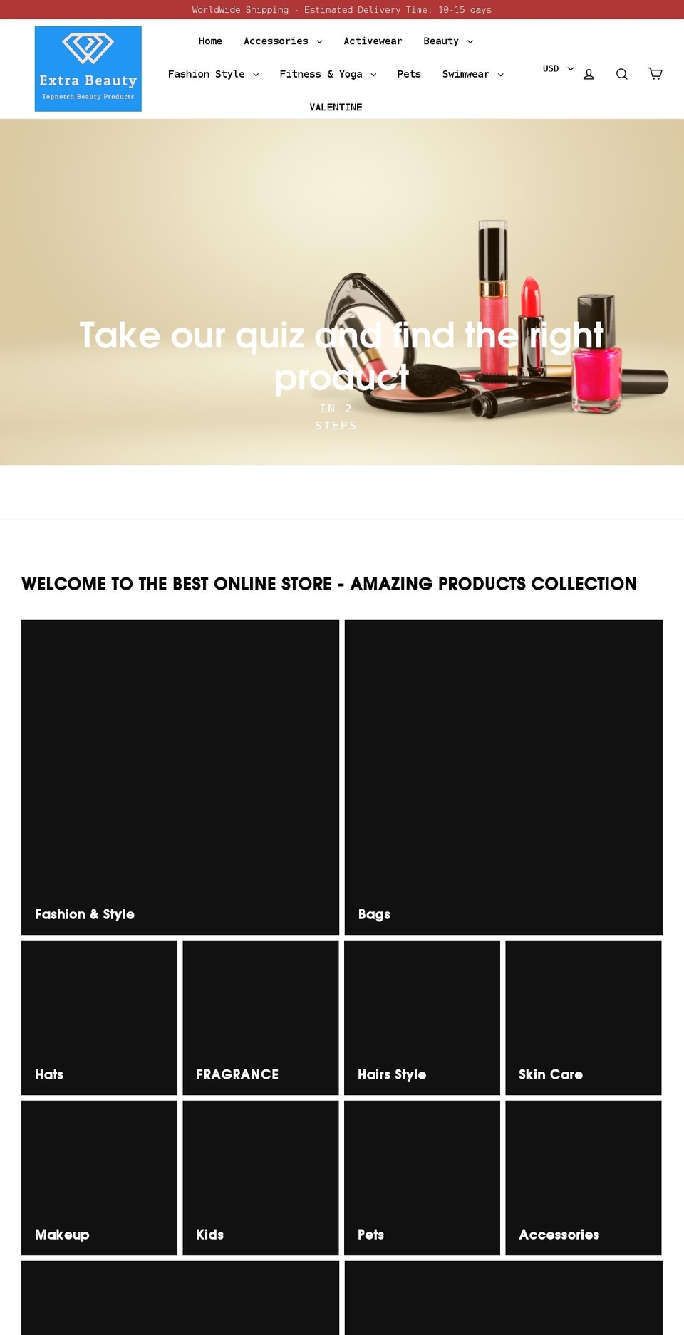 extrabeautystore.com shopify website screenshot