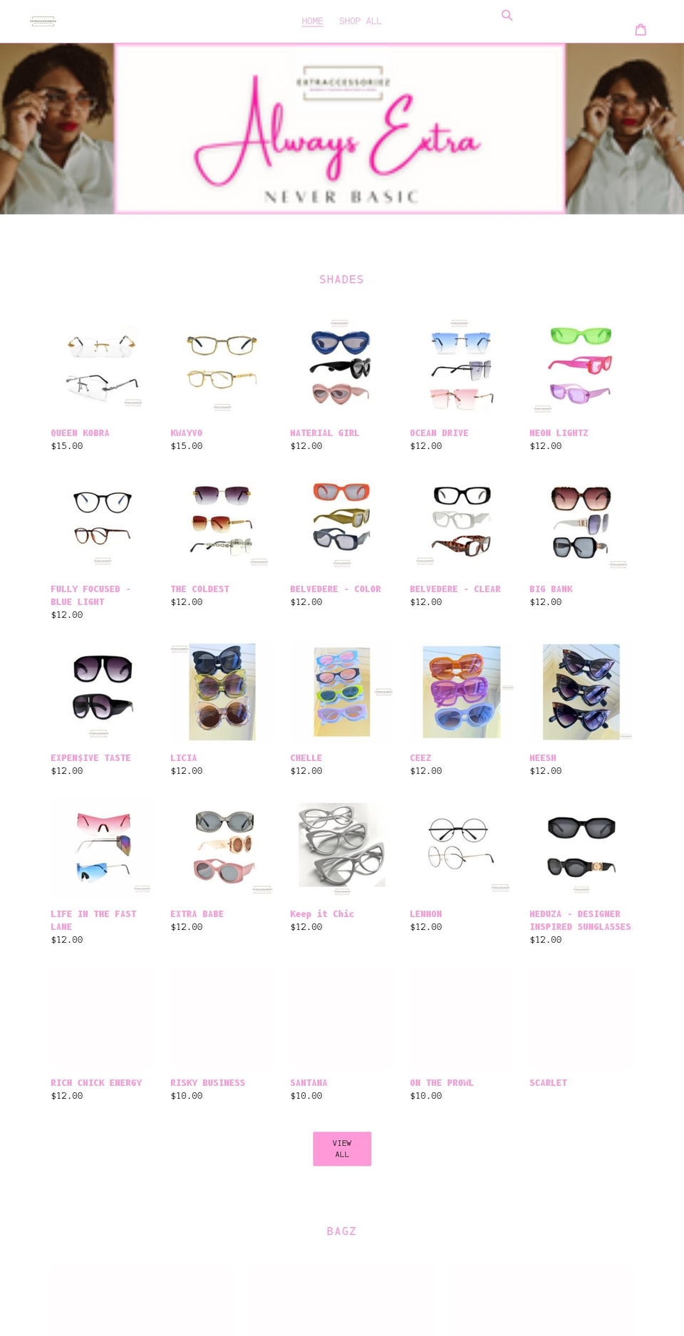 extraccessoriez.com shopify website screenshot